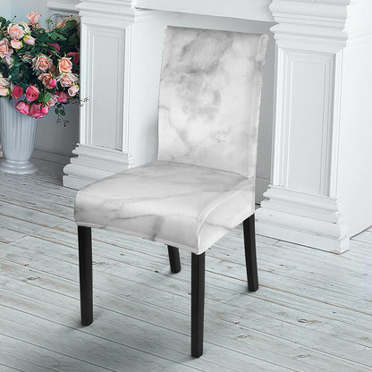 White Smoke Marble Print Dining Chair Slipcover