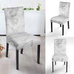 White Smoke Marble Print Dining Chair Slipcover