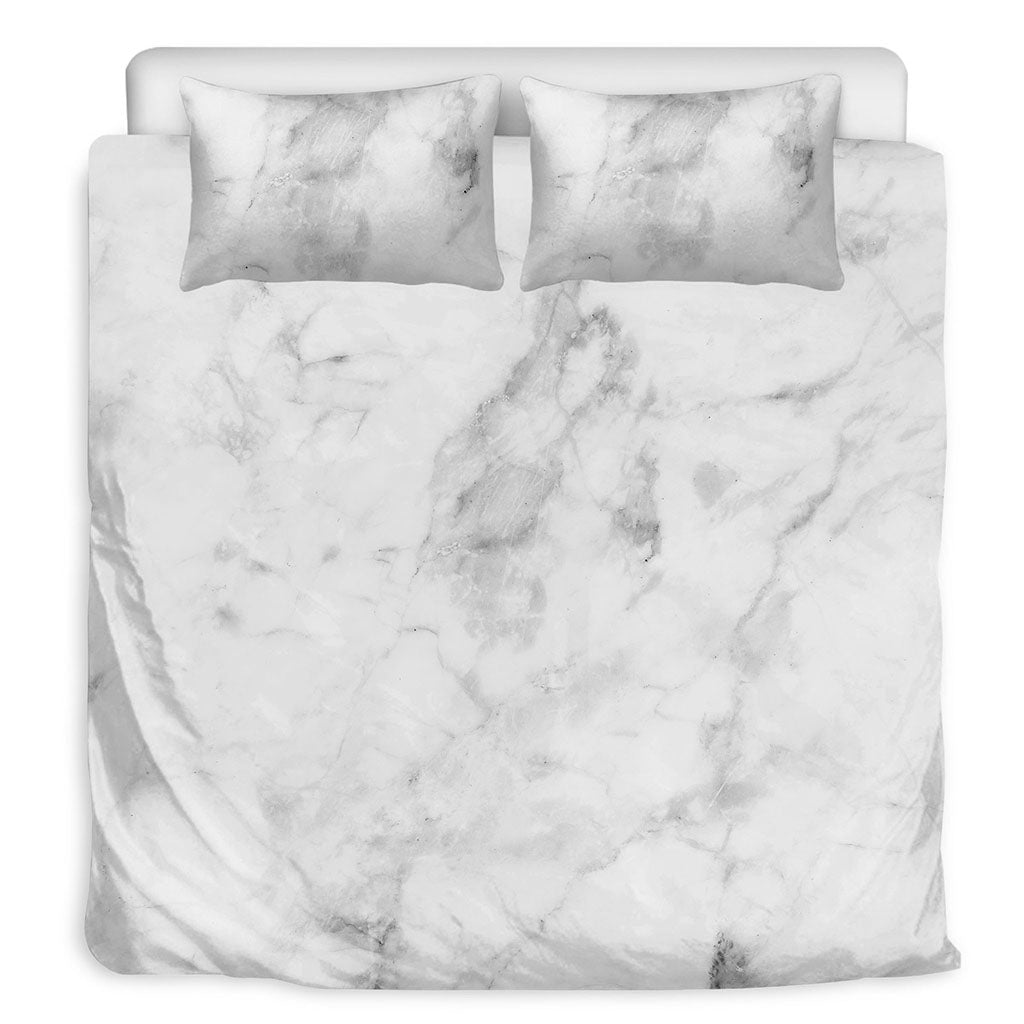 White Smoke Marble Print Duvet Cover Bedding Set