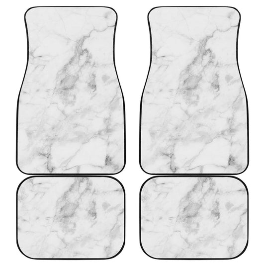 White Smoke Marble Print Front and Back Car Floor Mats