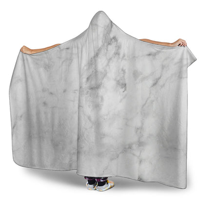 White Smoke Marble Print Hooded Blanket