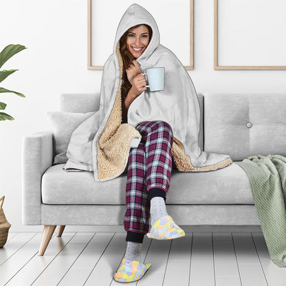 White Smoke Marble Print Hooded Blanket