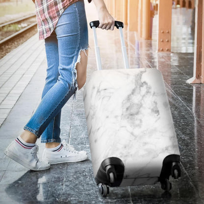 White Smoke Marble Print Luggage Cover GearFrost