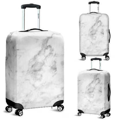 White Smoke Marble Print Luggage Cover GearFrost