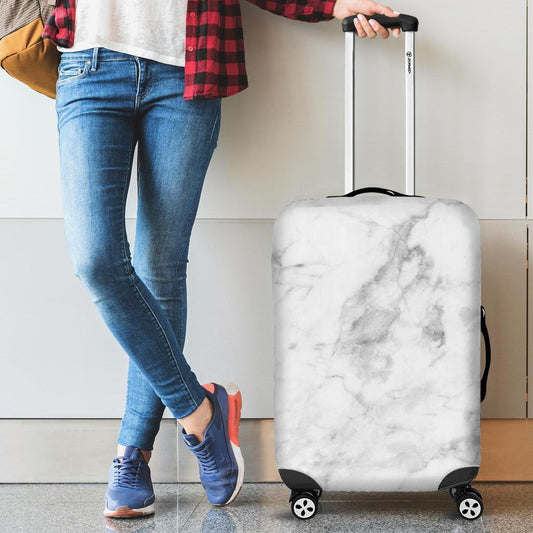 White Smoke Marble Print Luggage Cover GearFrost