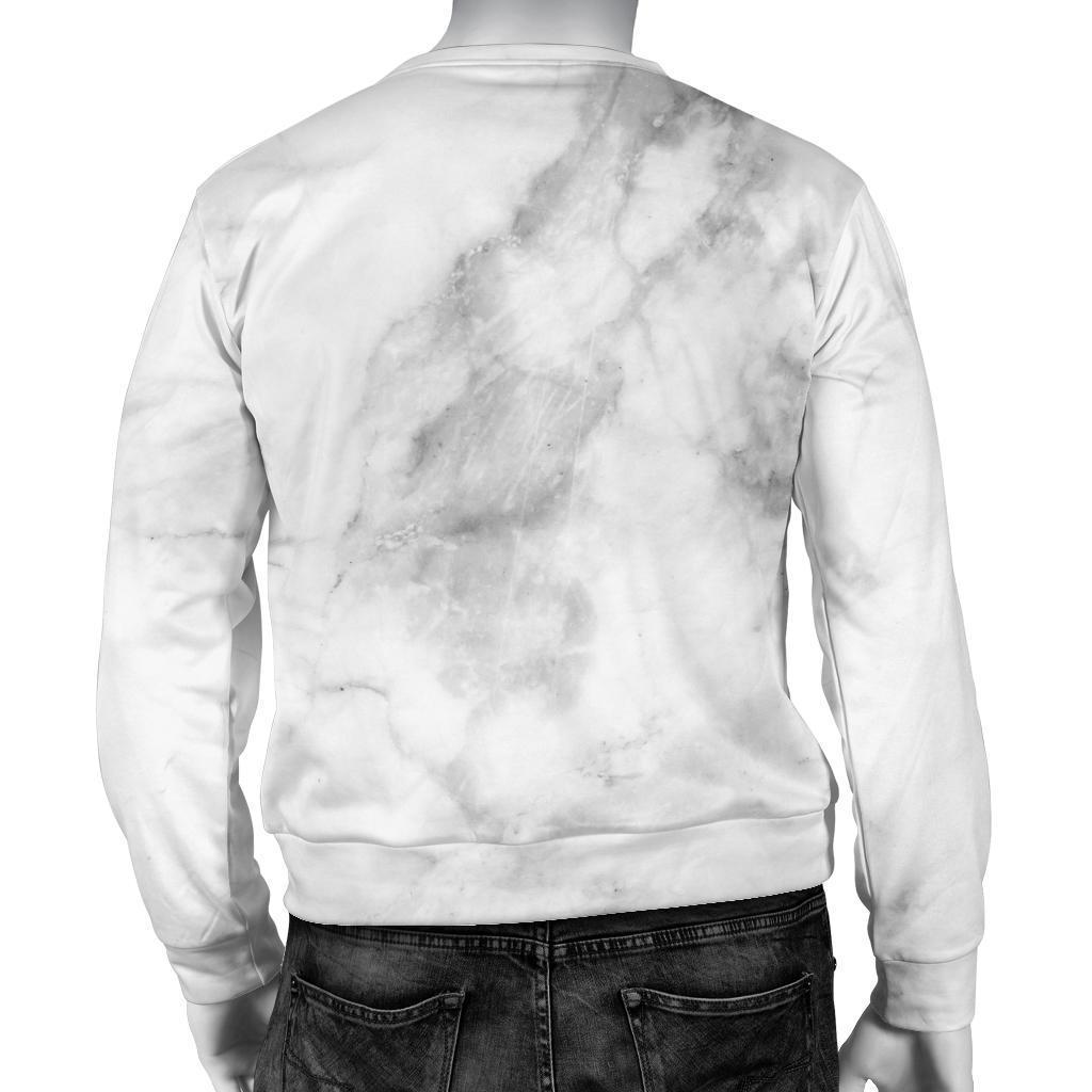 White Smoke Marble Print Men's Crewneck Sweatshirt GearFrost