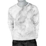 White Smoke Marble Print Men's Crewneck Sweatshirt GearFrost