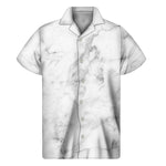 White Smoke Marble Print Men's Short Sleeve Shirt