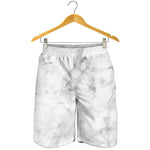 White Smoke Marble Print Men's Shorts