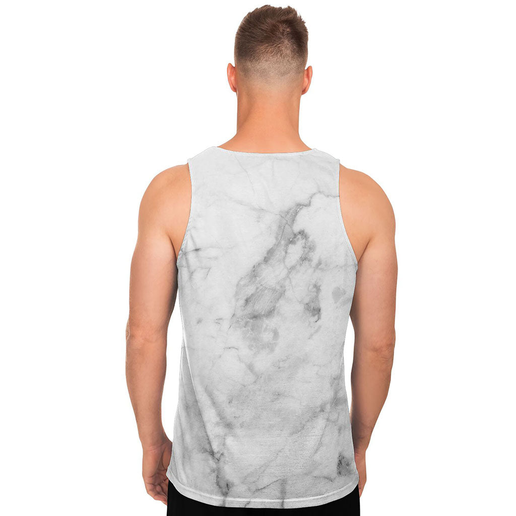 White Smoke Marble Print Men's Tank Top