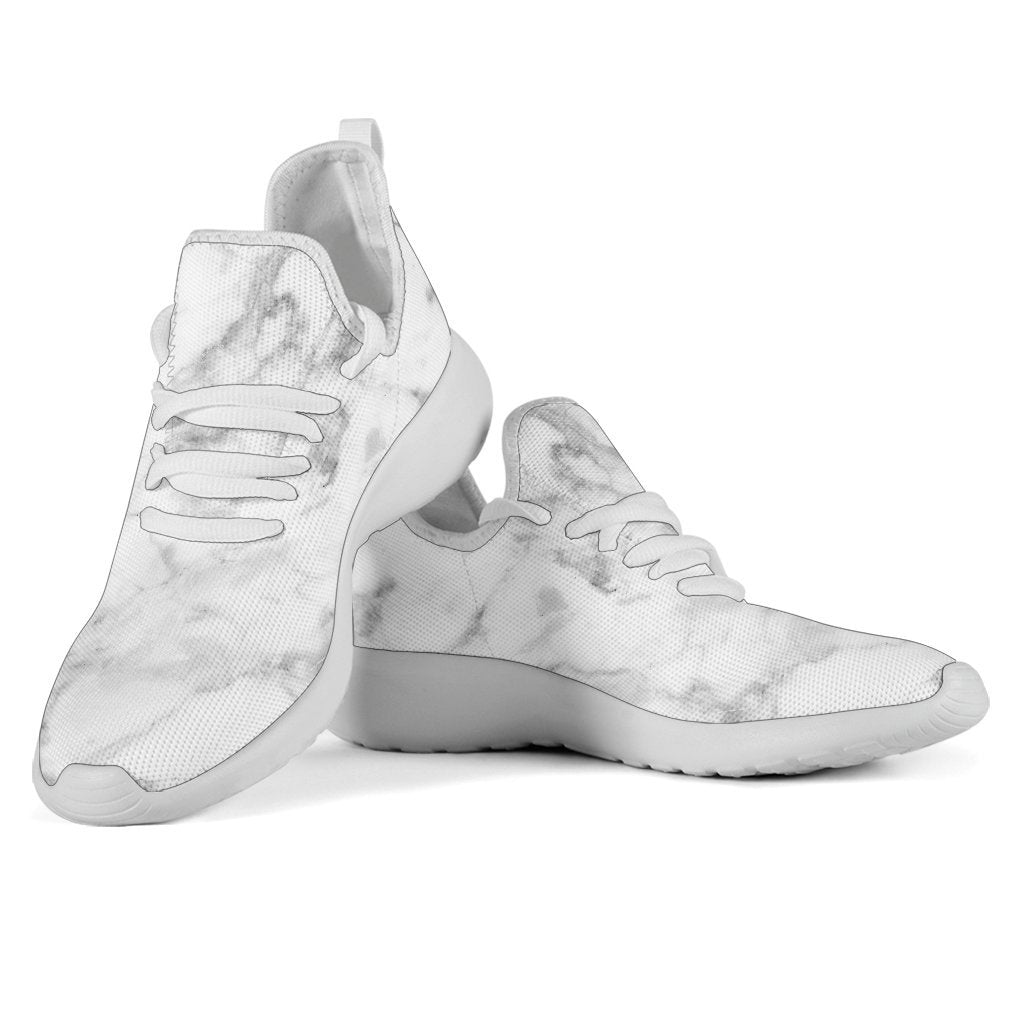White Smoke Marble Print Mesh Knit Shoes GearFrost