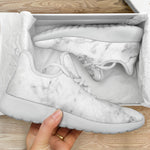 White Smoke Marble Print Mesh Knit Shoes GearFrost