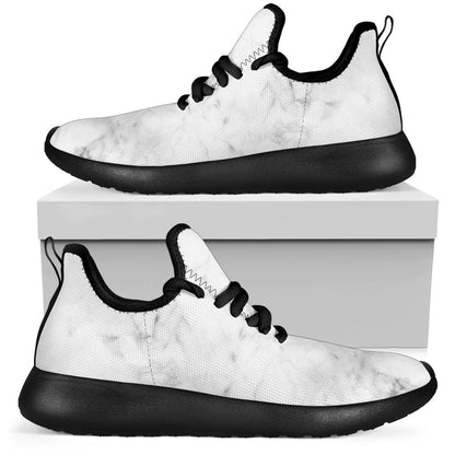White Smoke Marble Print Mesh Knit Shoes GearFrost
