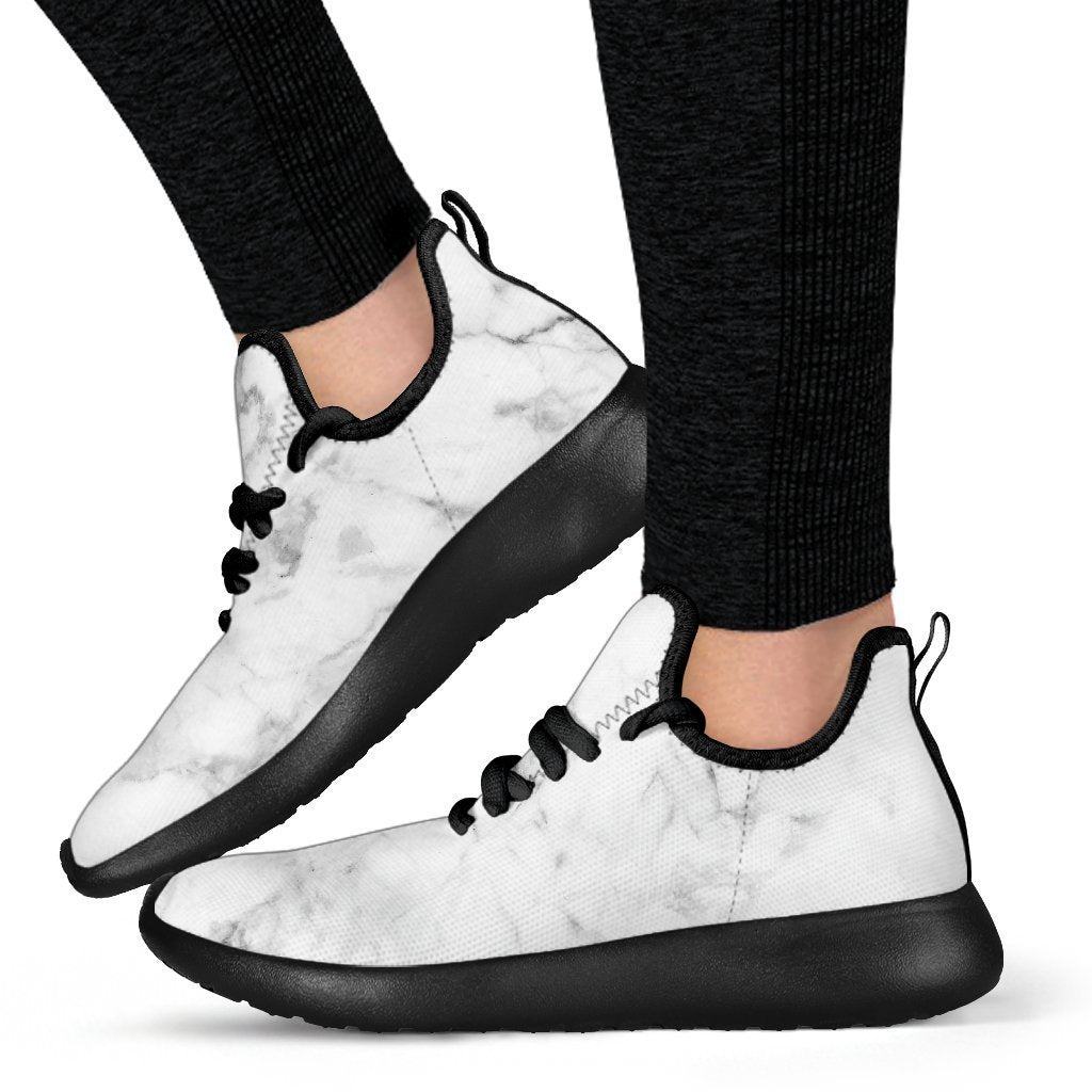 White Smoke Marble Print Mesh Knit Shoes GearFrost
