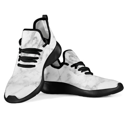 White Smoke Marble Print Mesh Knit Shoes GearFrost