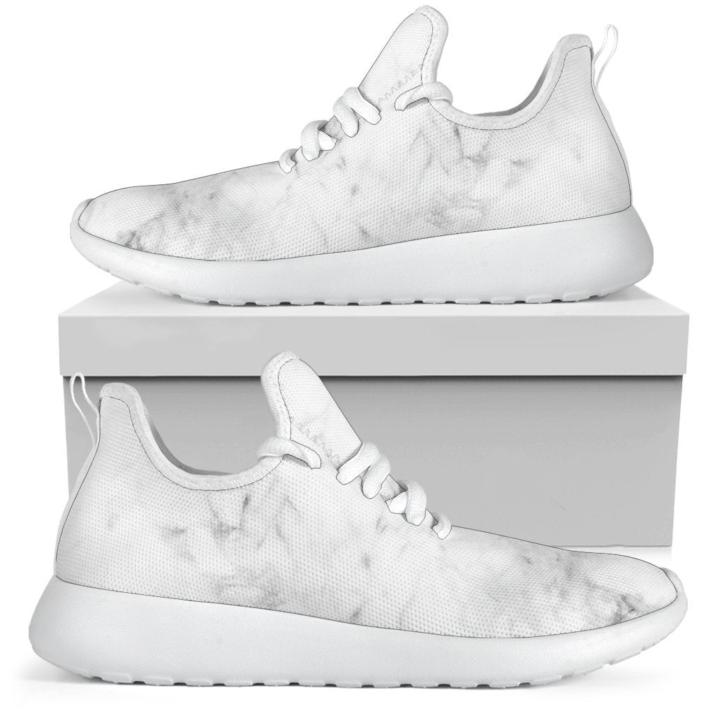 White Smoke Marble Print Mesh Knit Shoes GearFrost