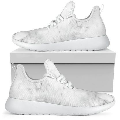 White Smoke Marble Print Mesh Knit Shoes GearFrost