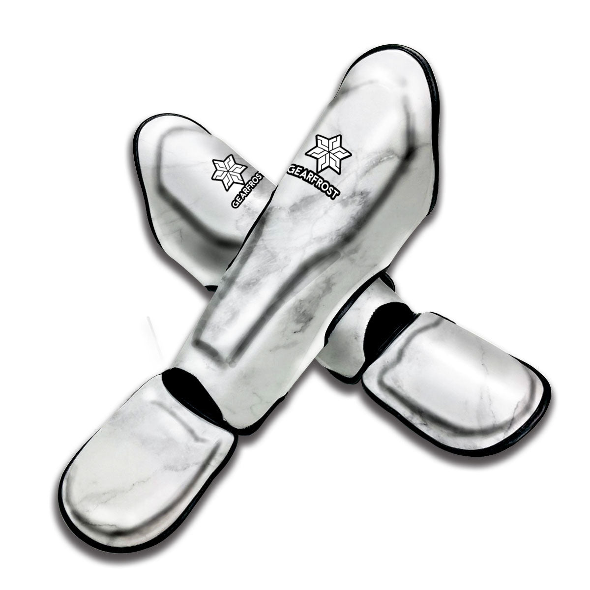 White Smoke Marble Print Muay Thai Shin Guard