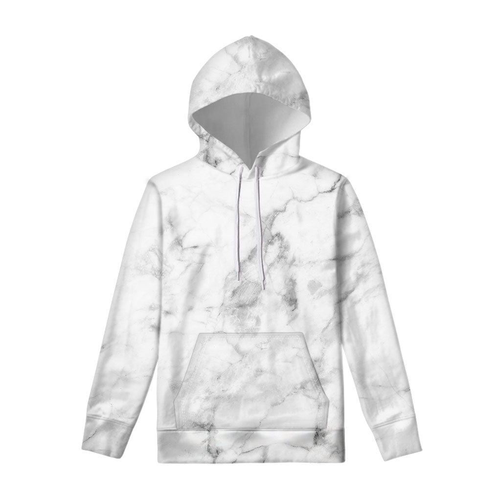 White Smoke Marble Print Pullover Hoodie