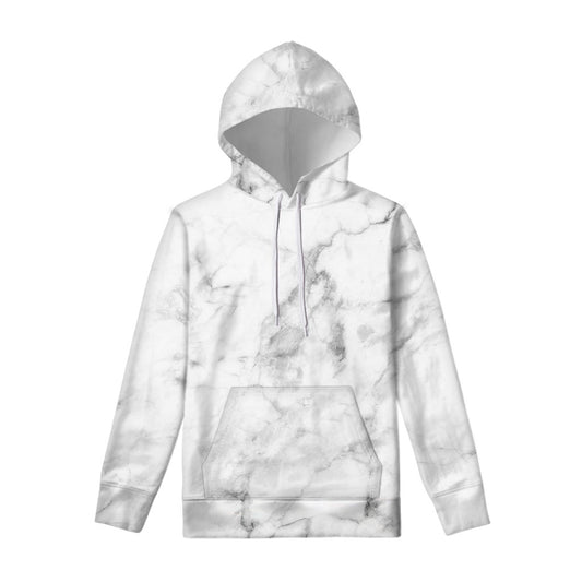 White Smoke Marble Print Pullover Hoodie