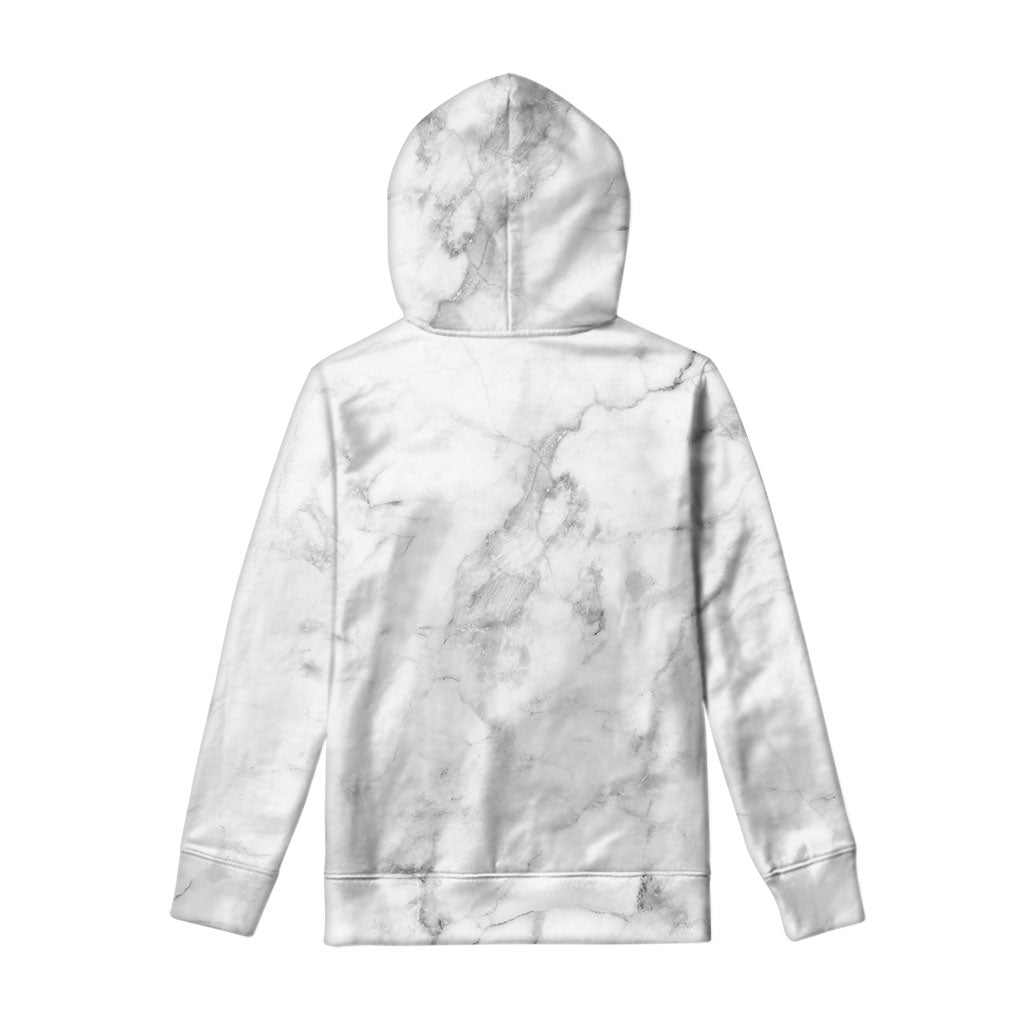 White Smoke Marble Print Pullover Hoodie