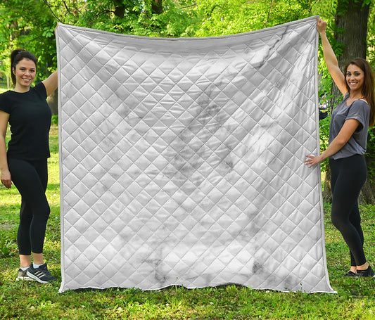 White Smoke Marble Print Quilt
