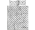 White Smoke Marble Print Quilt Bed Set