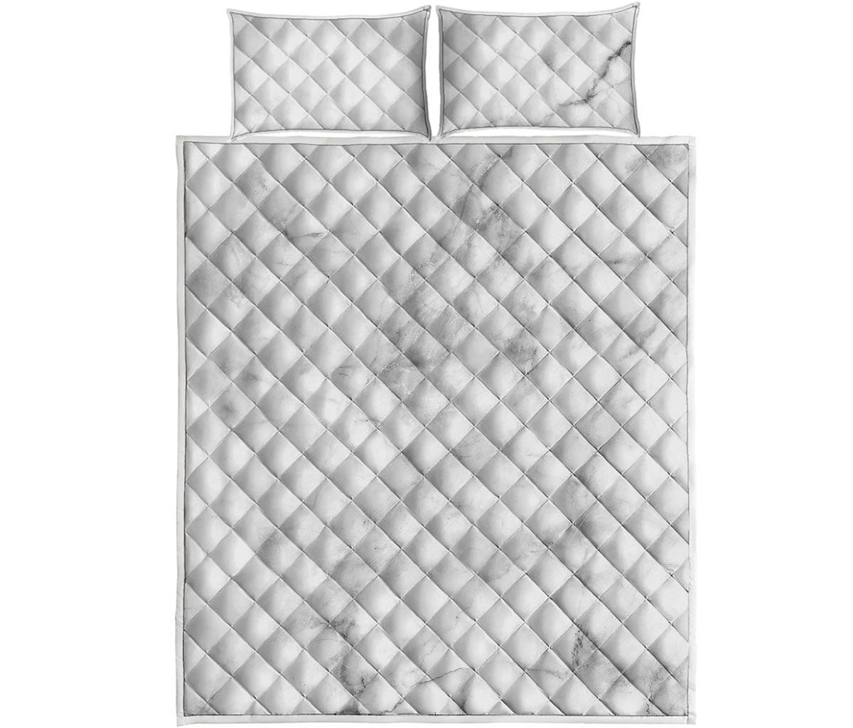 White Smoke Marble Print Quilt Bed Set