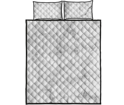 White Smoke Marble Print Quilt Bed Set
