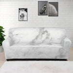 White Smoke Marble Print Sofa Cover