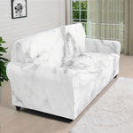 White Smoke Marble Print Sofa Cover