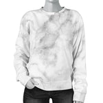 White Smoke Marble Print Women's Crewneck Sweatshirt GearFrost