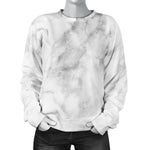 White Smoke Marble Print Women's Crewneck Sweatshirt GearFrost