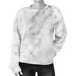 White Smoke Marble Print Women's Crewneck Sweatshirt GearFrost