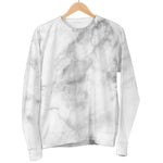White Smoke Marble Print Women's Crewneck Sweatshirt GearFrost
