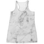 White Smoke Marble Print Women's Racerback Tank Top