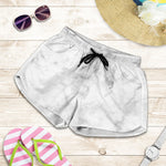 White Smoke Marble Print Women's Shorts