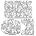 White Snow Camouflage Print 3 Piece Bath Mat Set