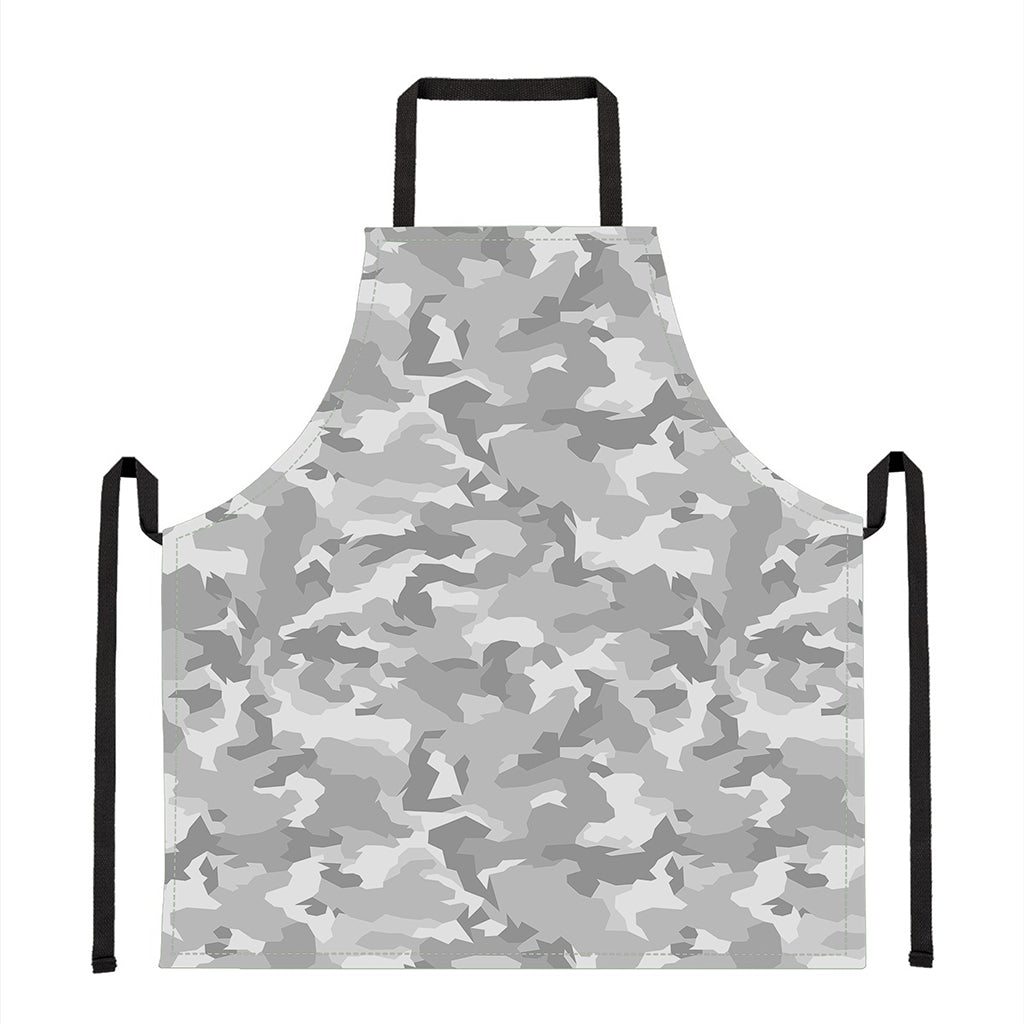 White Snow Camouflage Print Apron