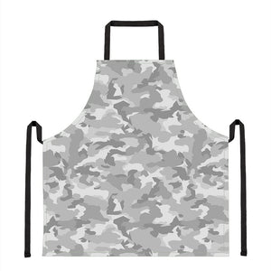 White Snow Camouflage Print Apron