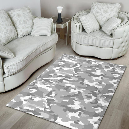White Snow Camouflage Print Area Rug GearFrost