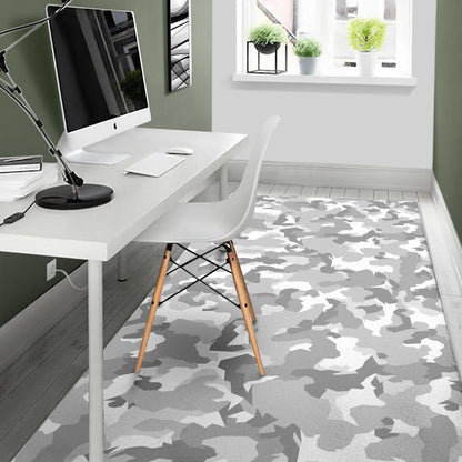 White Snow Camouflage Print Area Rug GearFrost