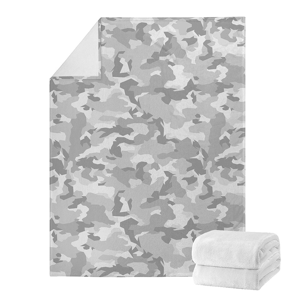 White Snow Camouflage Print Blanket