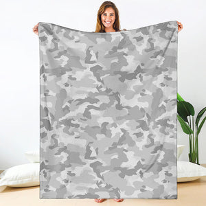 White Snow Camouflage Print Blanket