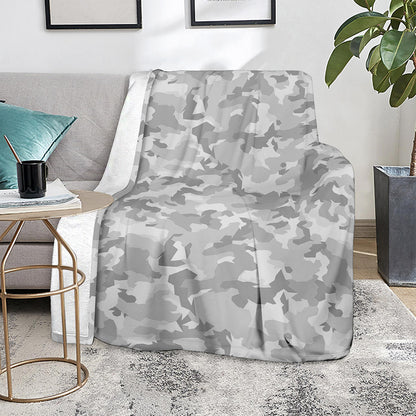 White Snow Camouflage Print Blanket