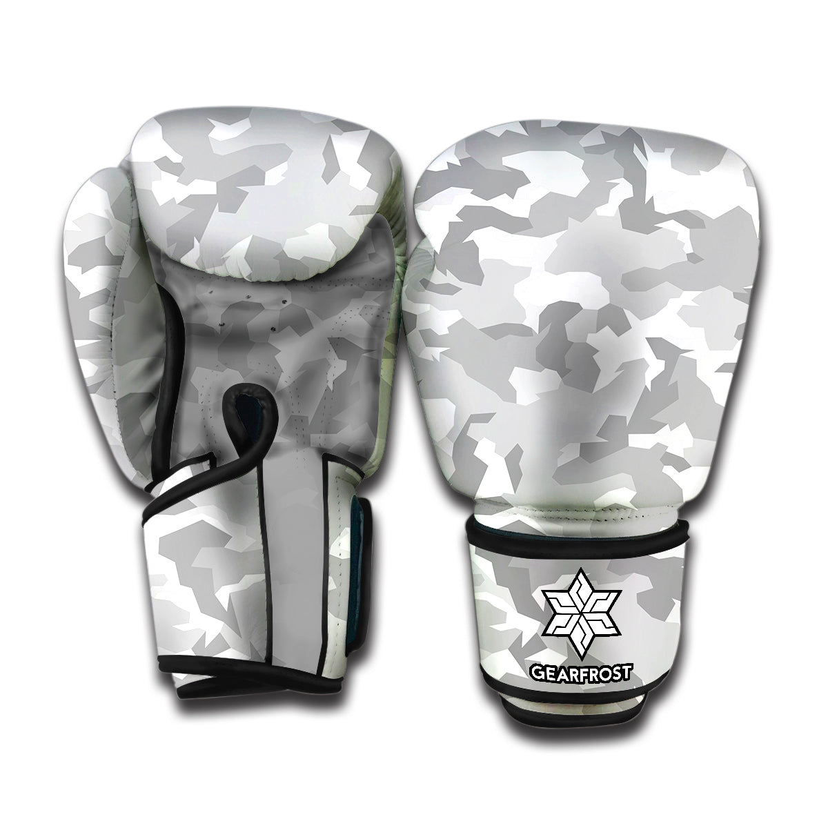 White Snow Camouflage Print Boxing Gloves