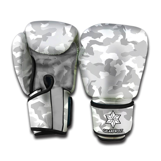 White Snow Camouflage Print Boxing Gloves
