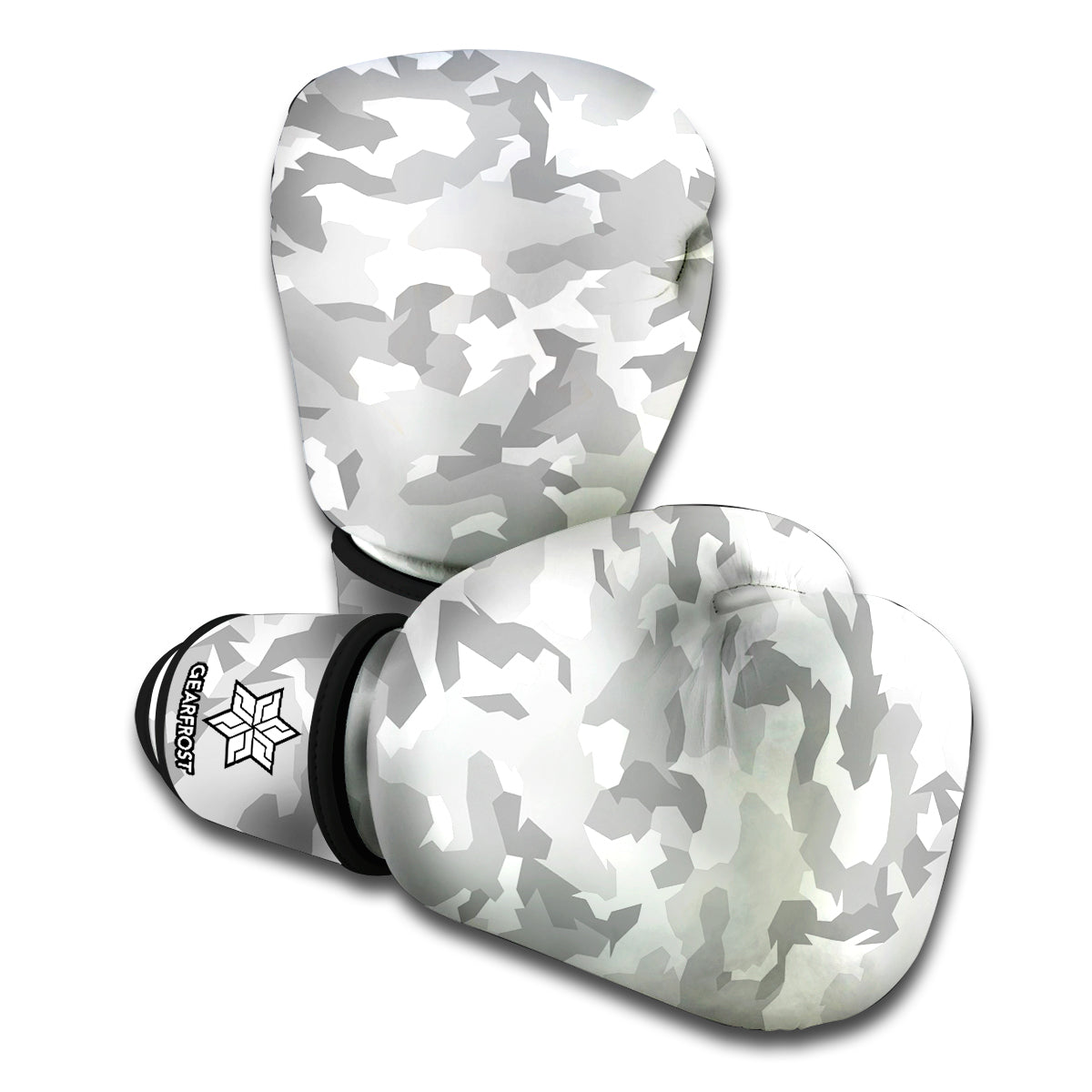 White Snow Camouflage Print Boxing Gloves