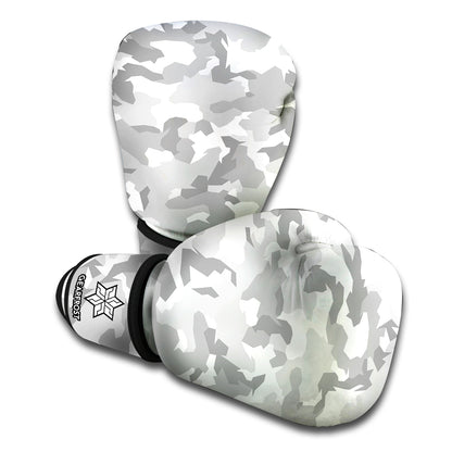 White Snow Camouflage Print Boxing Gloves