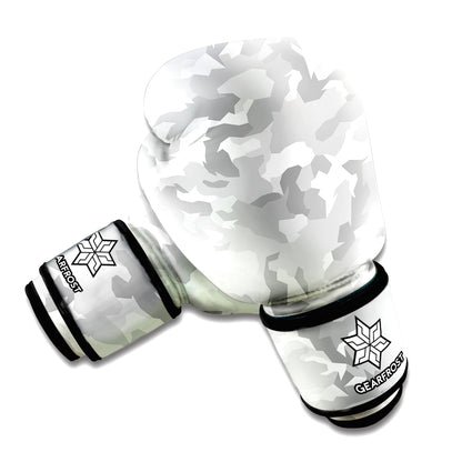 White Snow Camouflage Print Boxing Gloves